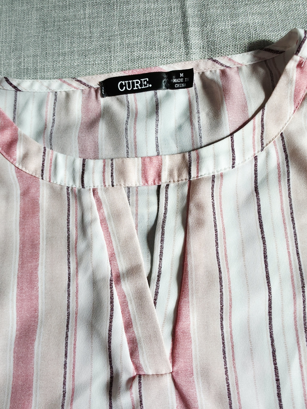 Cure. Blouse Women's Pink Stripe Blouse, Medium, 100%Polyester